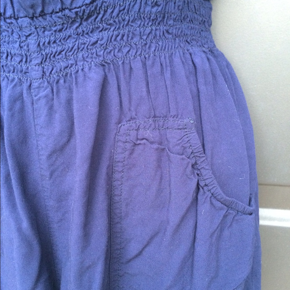 Navy Blue Ruffle Romper - Picture 2 of 4